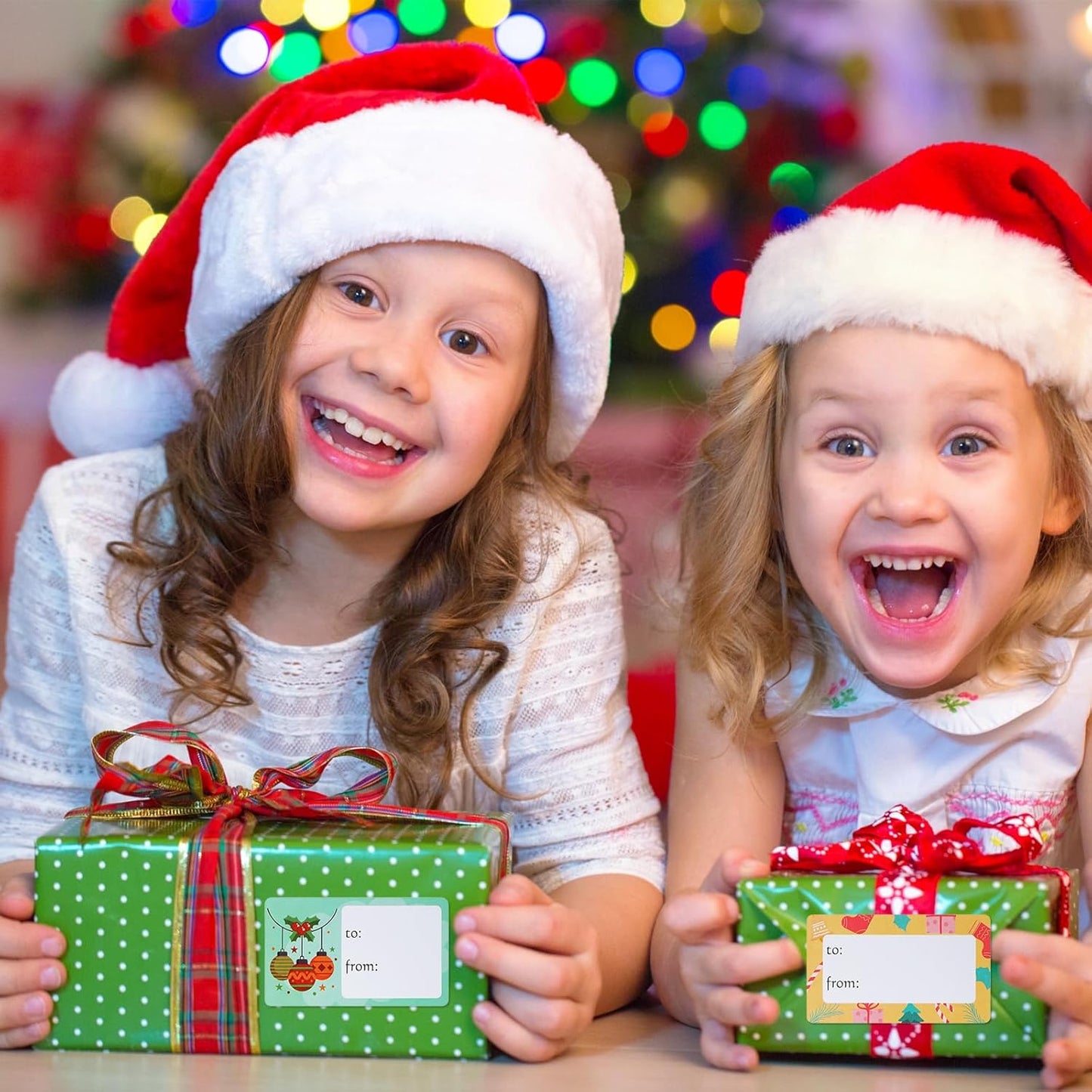 Outus 500 Pieces Christmas Tags Self Adhesive Gift Tags for Xmas Presents Christmas Name Labels Stickers for Wrapping Paper Festival Birthday Holiday Decor(Colorful Style,2.76 x 1.57 Inch)