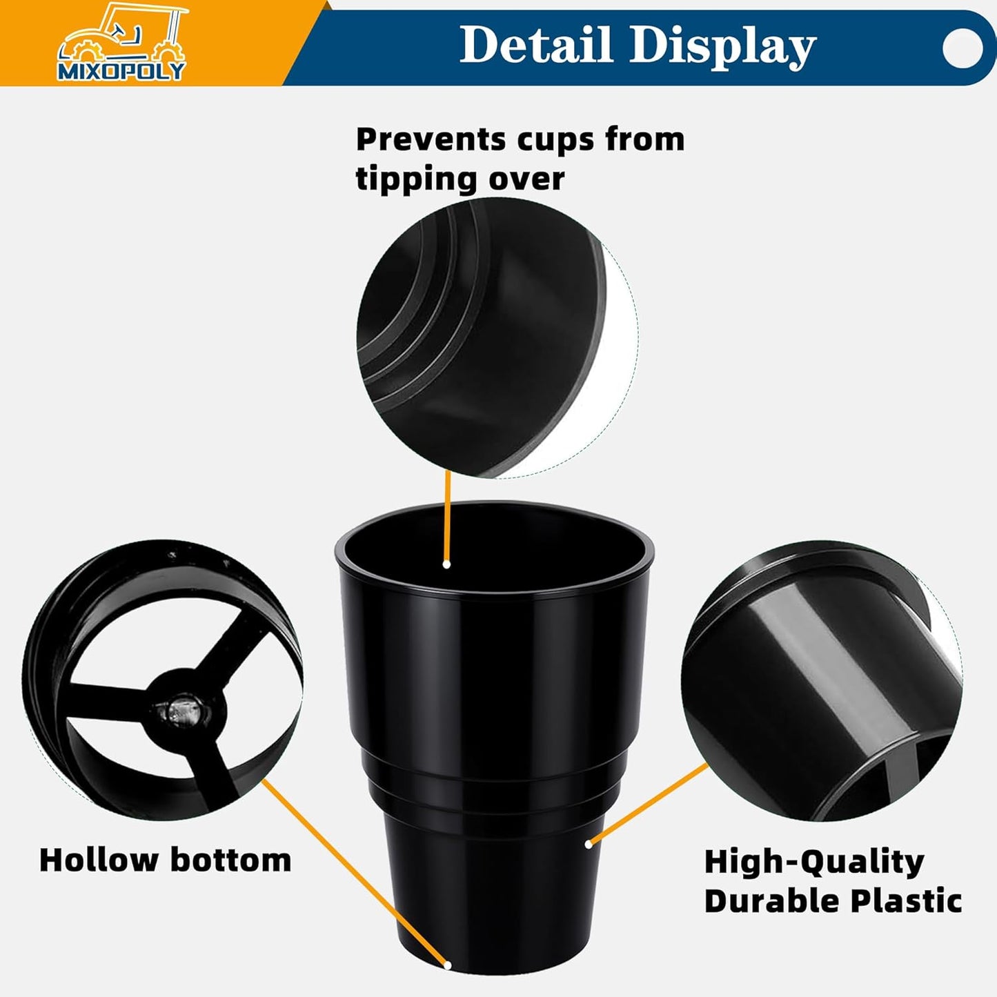 Golf Cart Cup Holder Insert Adapter Replacement fits Club Car EZGO Yamaha Golf Cart, for Placing and Securing 16.4 oz Portable Propane Gas Bottle or Drink Water Glass, (1Pcs, Black)