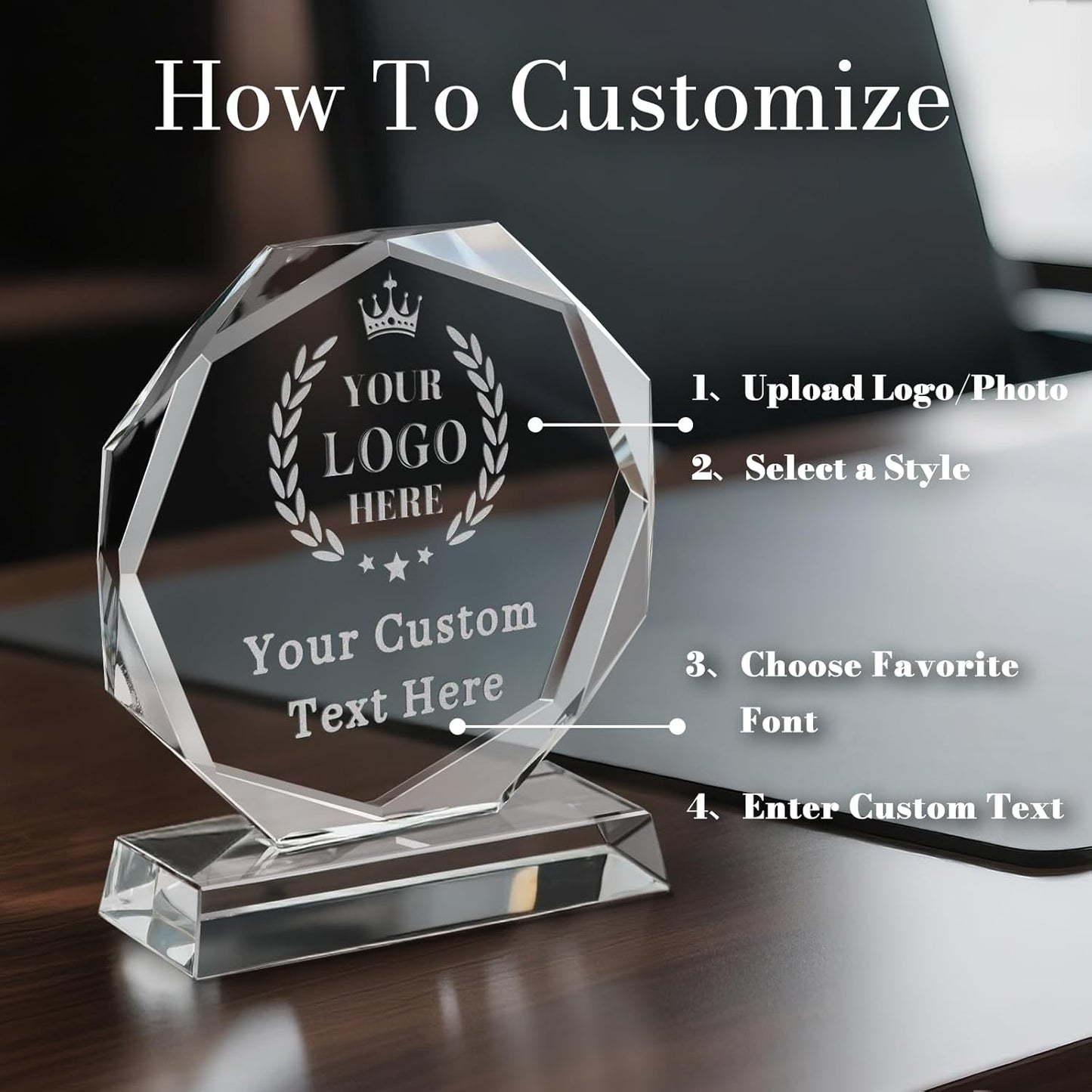 Custom Trophy Award, Plaques Personalized Engraved with Logo, Crystal Awards and Trophies for Corporate, Employee Recognition, Retirement, Sports - Coworker Employee Appreciation Gifts