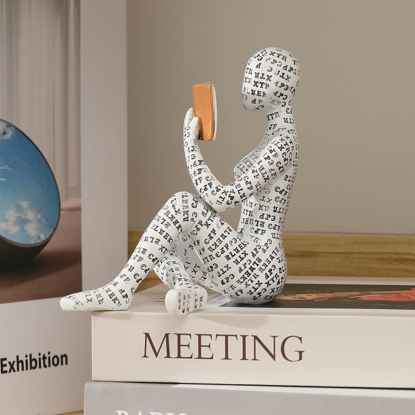 GRAPMKTG Home Decor Pulp Reading Women Thinker Statue Aesthetic Sculpture Room Decor Modern Abstract Decoration on Shelf Table Desk for Living Room Office Bedroom K