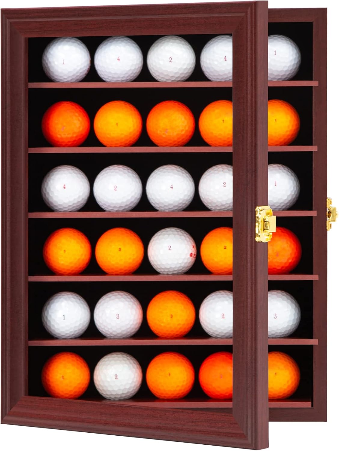 KCRasan Golf Ball Display Case - Wall Mounted Holder with Glass Door, Ideal Gift for Golf Enthusiasts