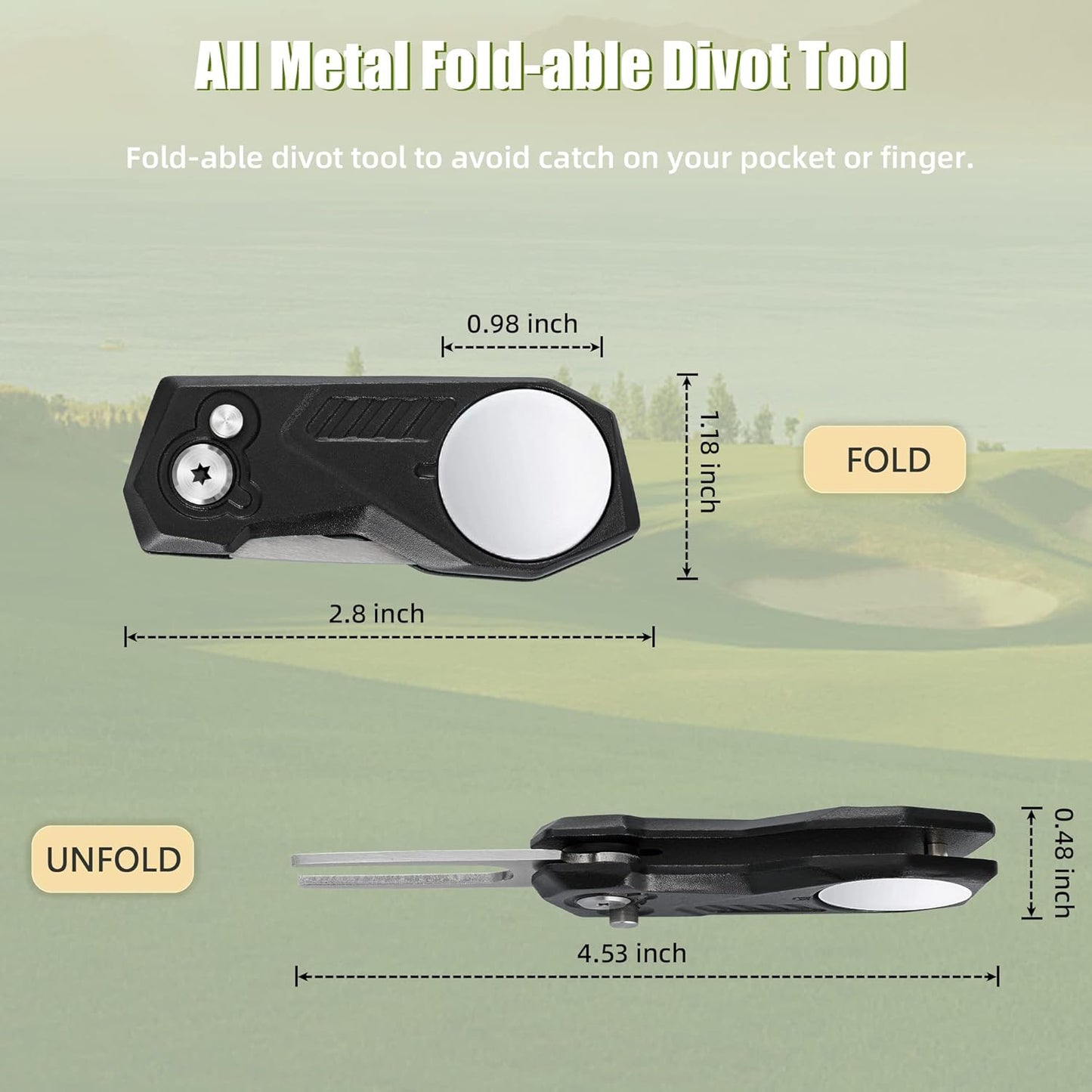 Mile High Life Microfiber Golf Towel with Waffle Pattern | Retractable Club Groove Cleaner Oversize Brush | Foldable Divot Tool with Magnetic Ball Marker | Golf Accessories for Men