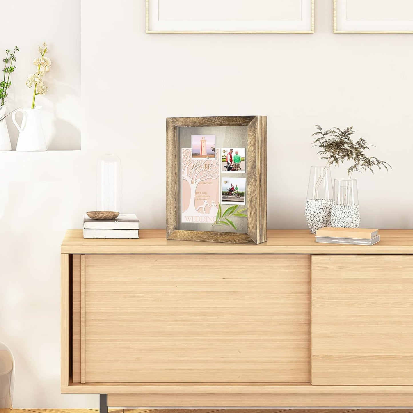 Love-KANKEI Shadow Box Frame 8x10 Shadow Box Display Case with Linen Back Memorabilia Awards Medals Photos Memory Box Gift Carbonized Black