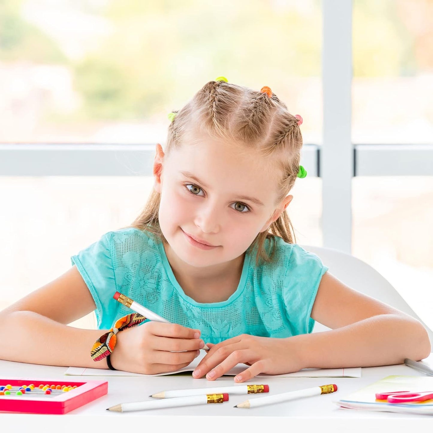 Outus 144 Pcs Mini Golf Pencils Bulk Half Pencils with Eraser #2 HB Pre Sharpened for Party Favors Office Supplies 4 Inch(White)