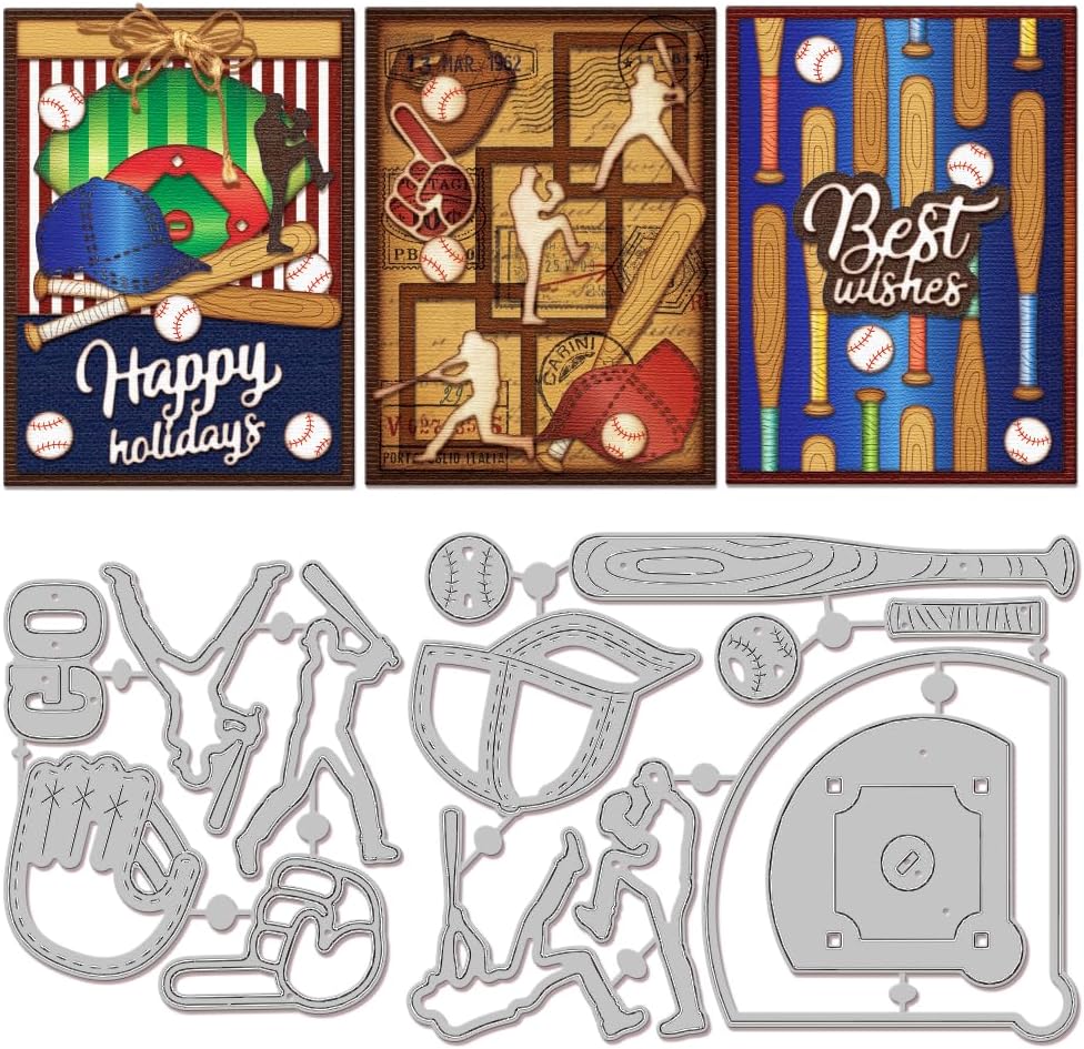 GLOBLELAND Baseball Kit Cutting Dies for Card Making Sports Man Cut Die for DIY Scrapbooking Journal Embossing Paper Craft Decor