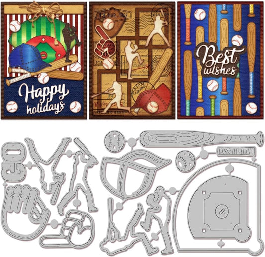 GLOBLELAND Baseball Kit Cutting Dies for Card Making Sports Man Cut Die for DIY Scrapbooking Journal Embossing Paper Craft Decor