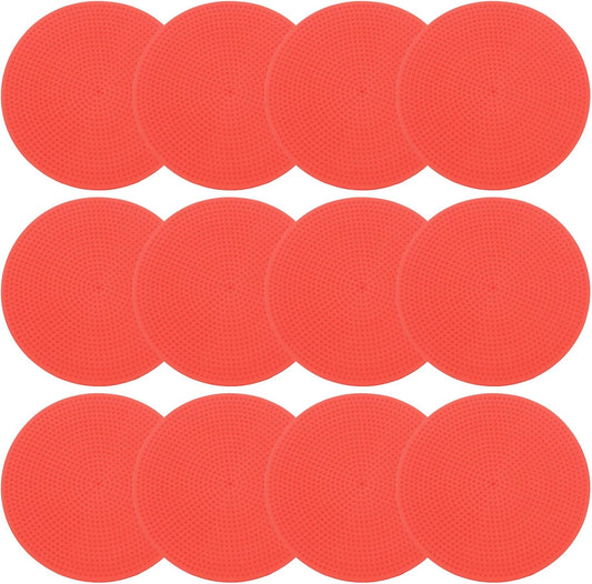 PATIKIL 4 Inch Poly Spot Markers, 12Pcs Non Slip Rubber Floor Dots with Storage Bag Flat Agility Cones for Sports Training Basketball Football