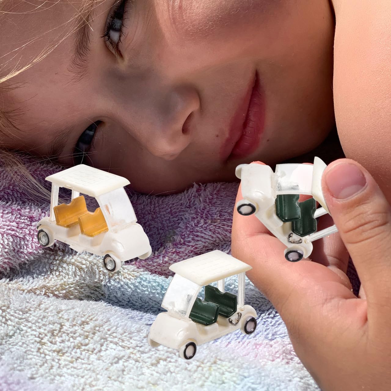 Realistic Mini Golf Carts Toy 1:150 Scale 5pcs Miniature Golf Cart Models for Dollhouse Cake Toppers Decor