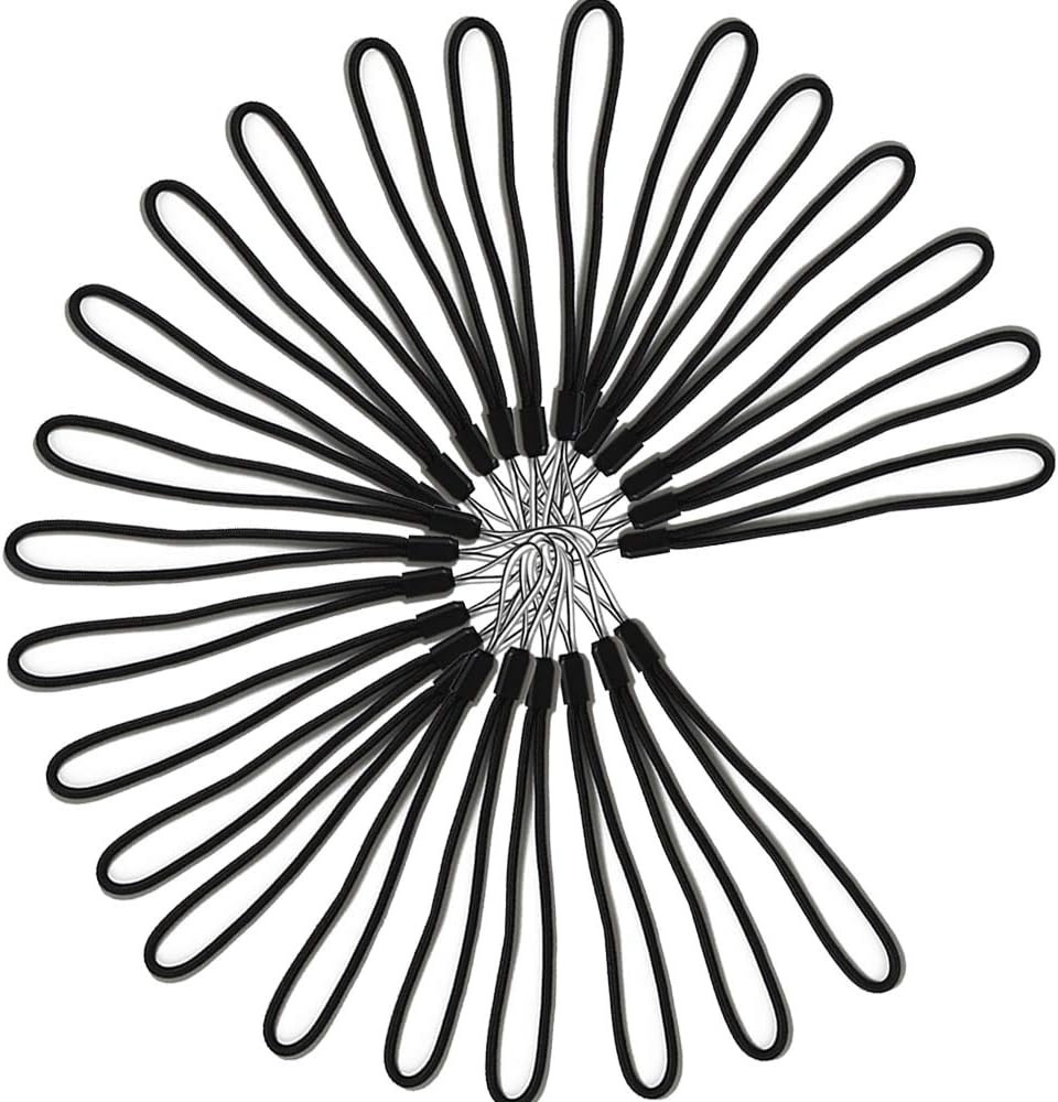 AMUU 50 Pack Wrist Lanyards Short Black Hand Wrist Lightweight Lanyard Strap String for USB Keys Keychains ID Name