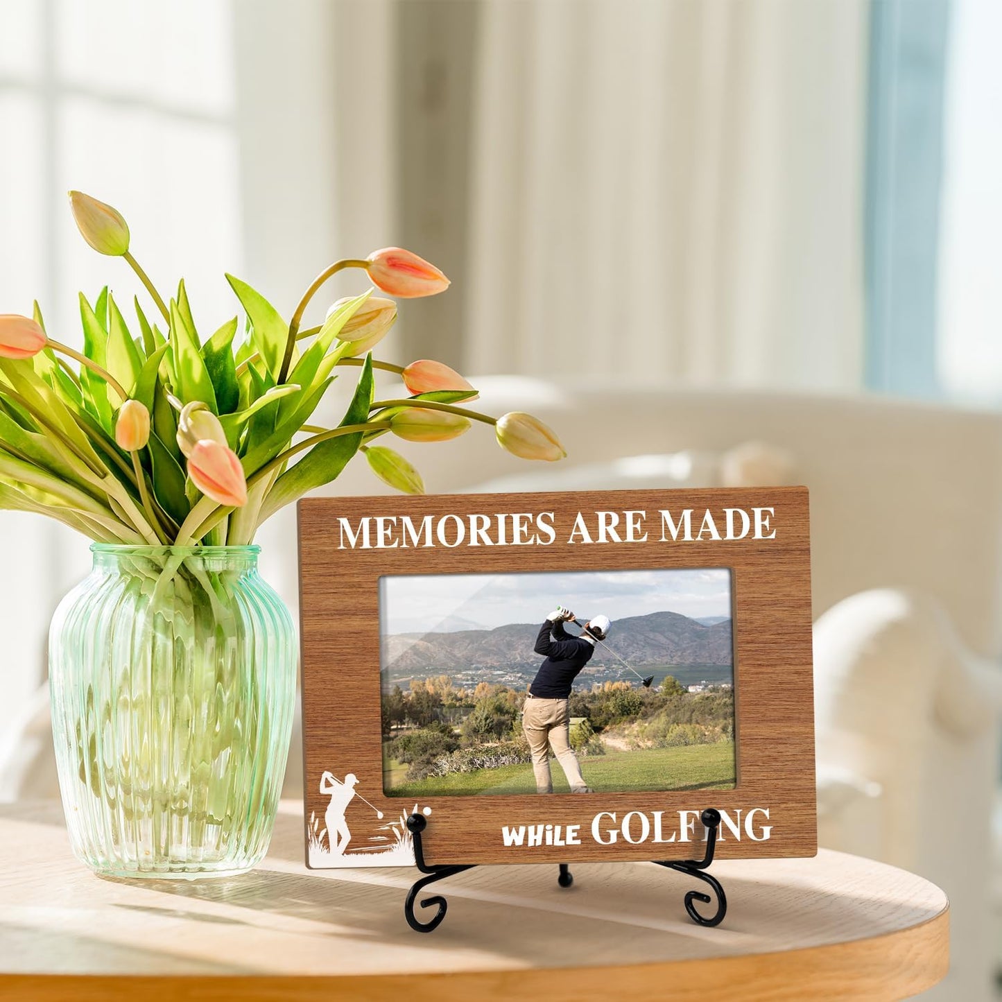 Golf Picture Frame, Sport Themed Gifts For Golf Lover, Gifts for Dad Uncle Friends Colleagues, 4x6 Wooden Picture Frame Tabletop Display Home Decor -22