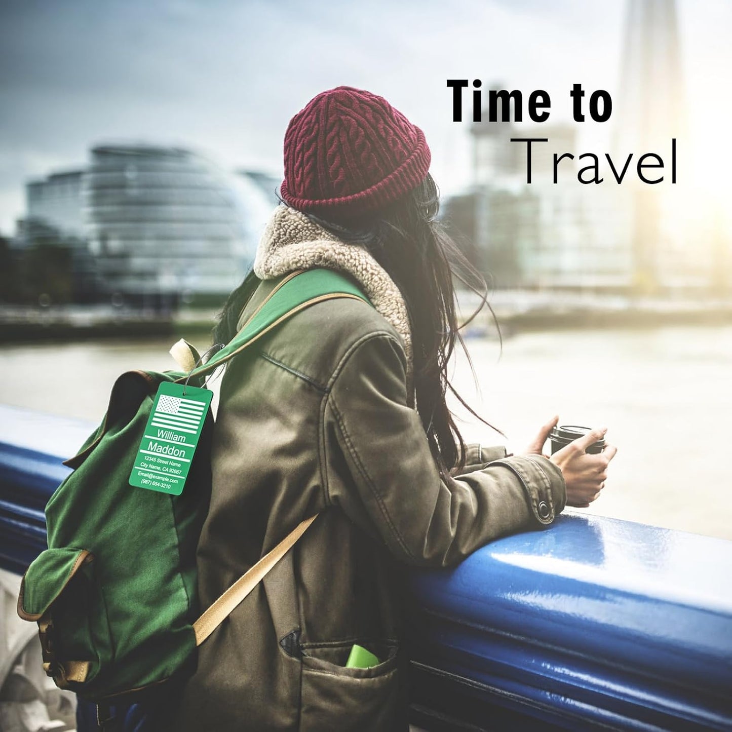 Luggage Tags for Suitcase - Personalized Engraved Metal Tag for Cruise Travel - Pink Custom Name Tags Suitable for Bags and Backpack