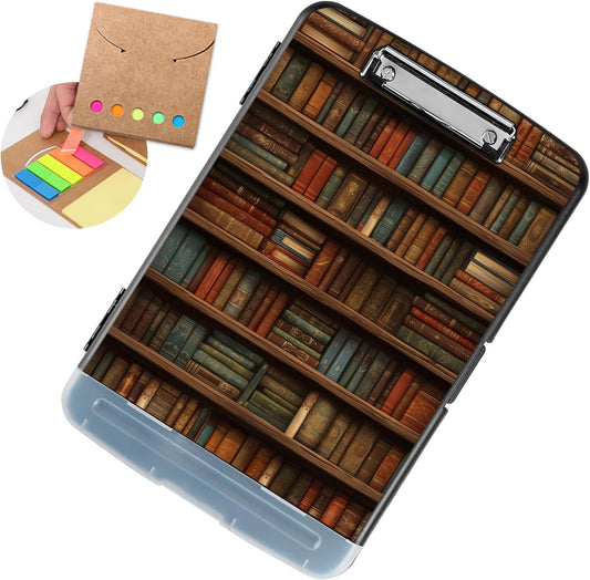 Clipboard with Storage - Large Capacity,Nursing Clipboard with Pen Holder,Heavy Duty,Plastic Side-Opening Folder for Teacher,Nurse - Library Bookshelf