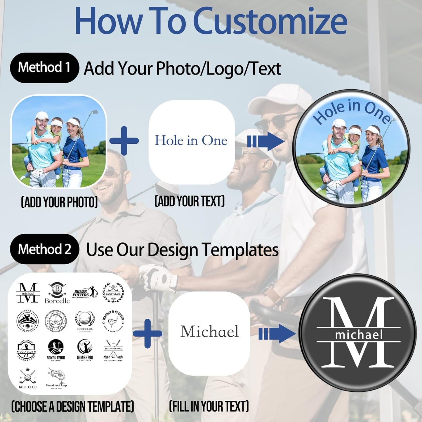 Personalized Golf Ball Marker Hat Clip – Custom Magnetic Marker with Your Photo, Name, Logo or Initials – Unique Golf Gift for Men, Dad, Coach, Golfer