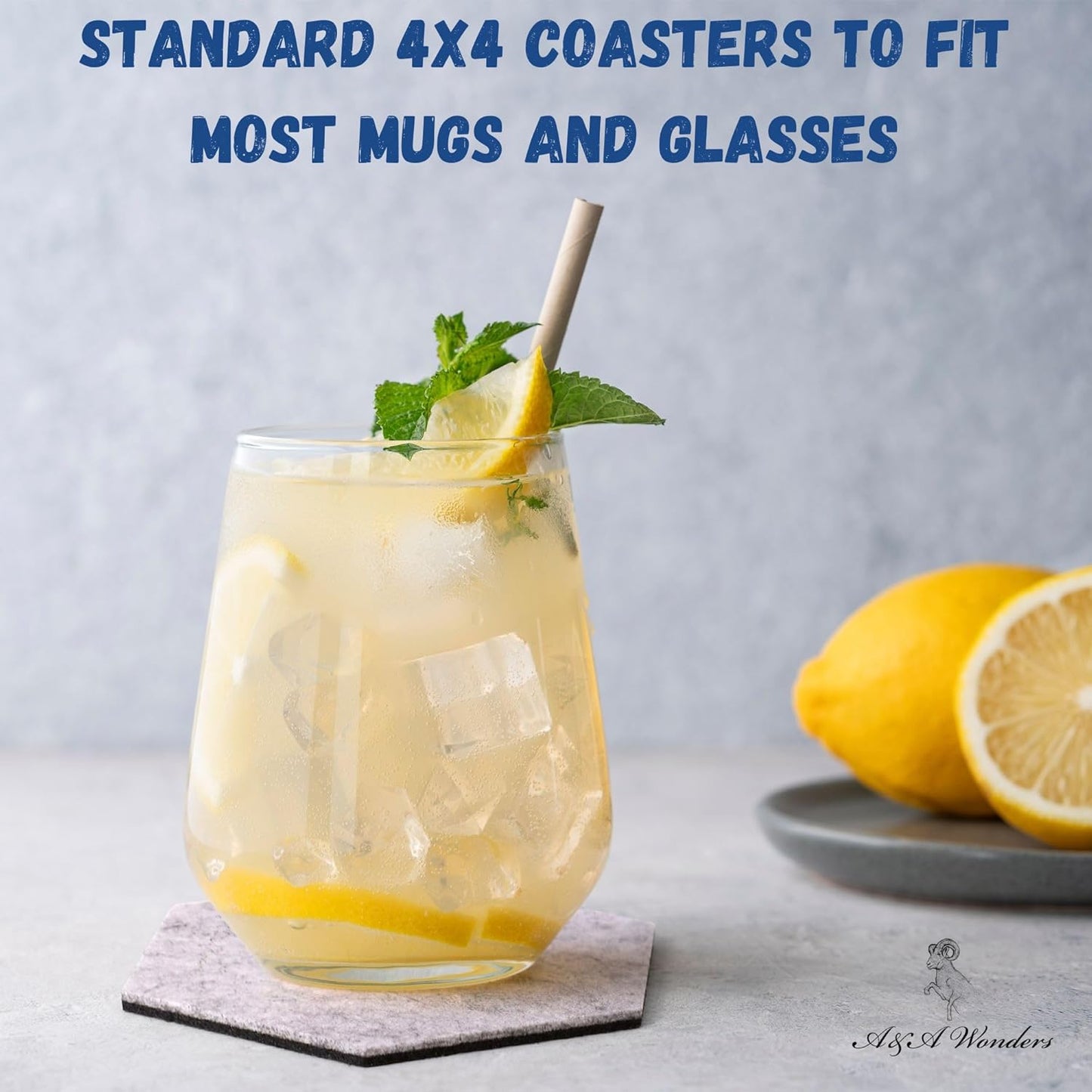 A&A Wonders Premium Felt Coasters for Drink, Two-Tone Reversible, Absorbent Felt Protects Furniture, Table, Anti Slip, Suitable for Drinks & All Table Types (Light Gray/Dark Gray, Hexagon 6 Pack)