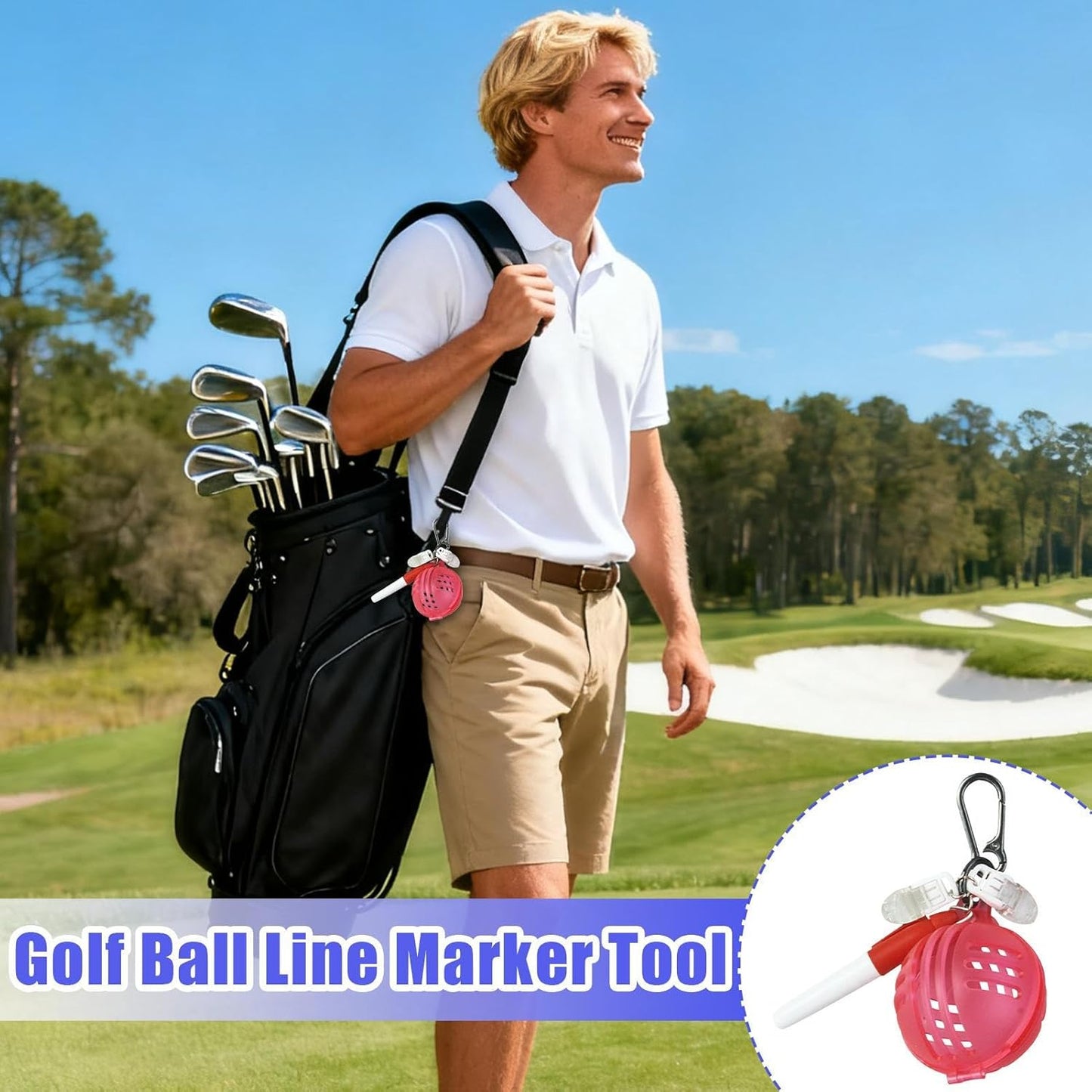 Golf Ball Line Marker Tool, Portable 360 Degree Stencil, Putting Alignment Aid, Golf Accessory with Easy Use and Precise Marking, Training Tool for Course Practice Sport Game Outdoor Competition Men