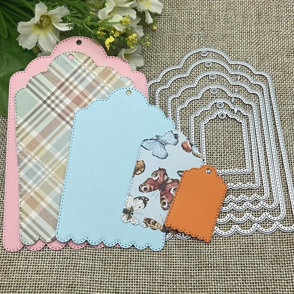 Lapoo Cutting Die for Scrapbooking, 3D Backgrounds Frame New Cutting Dies DIY Album Card Making Decor Paper Craft Metal Die Cuts Party Decorations (Multiple Label Boxes 4.7 x 3.3 in)