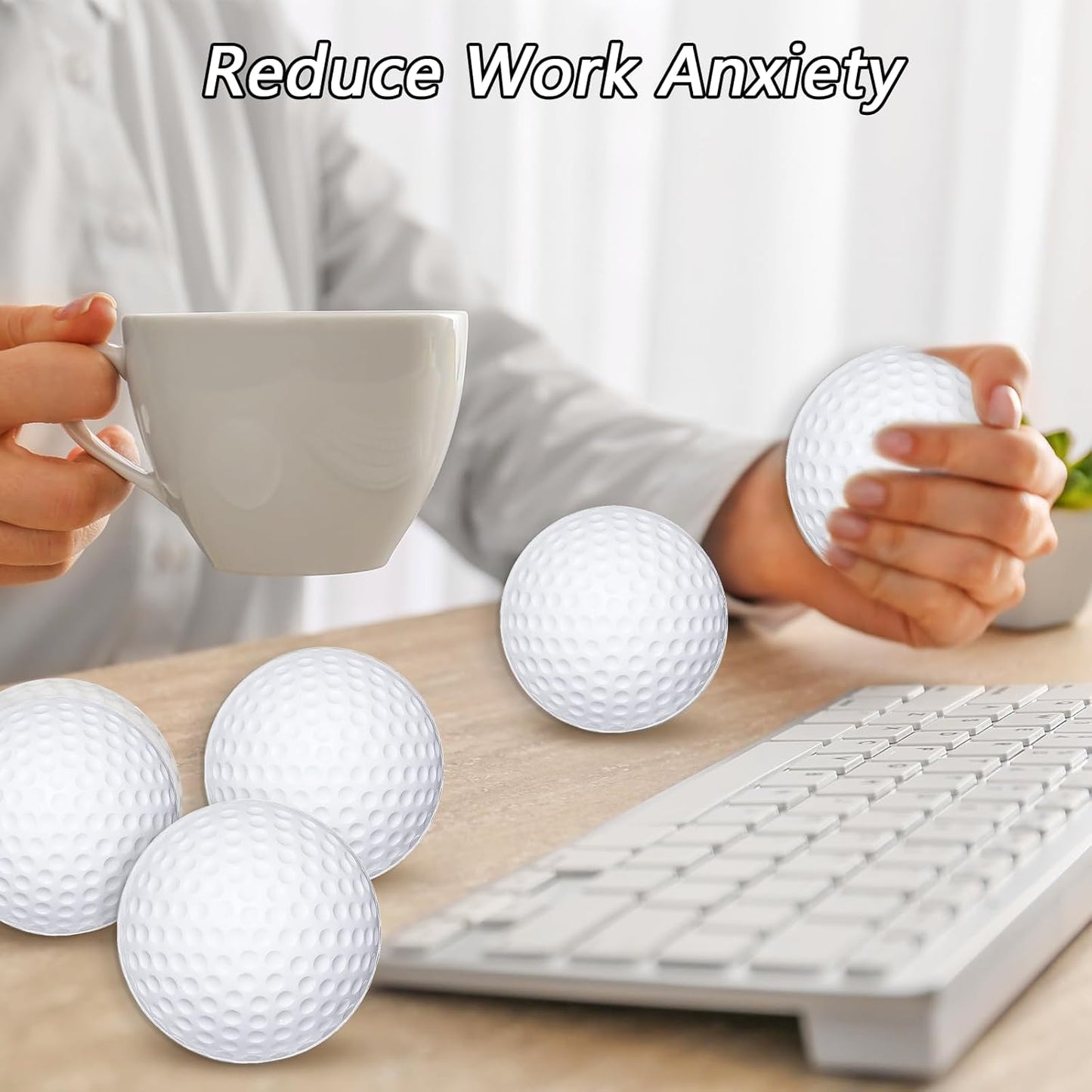 30 Pcs Golf Stress Balls Bulk 2.5 Inch Foam Golf Squeeze Anxiety Ball Stress Relief Sports Practice Ball Gift for Party Favors Carnival Reward Supplies Indoor Outdoor (with Storage Bag)