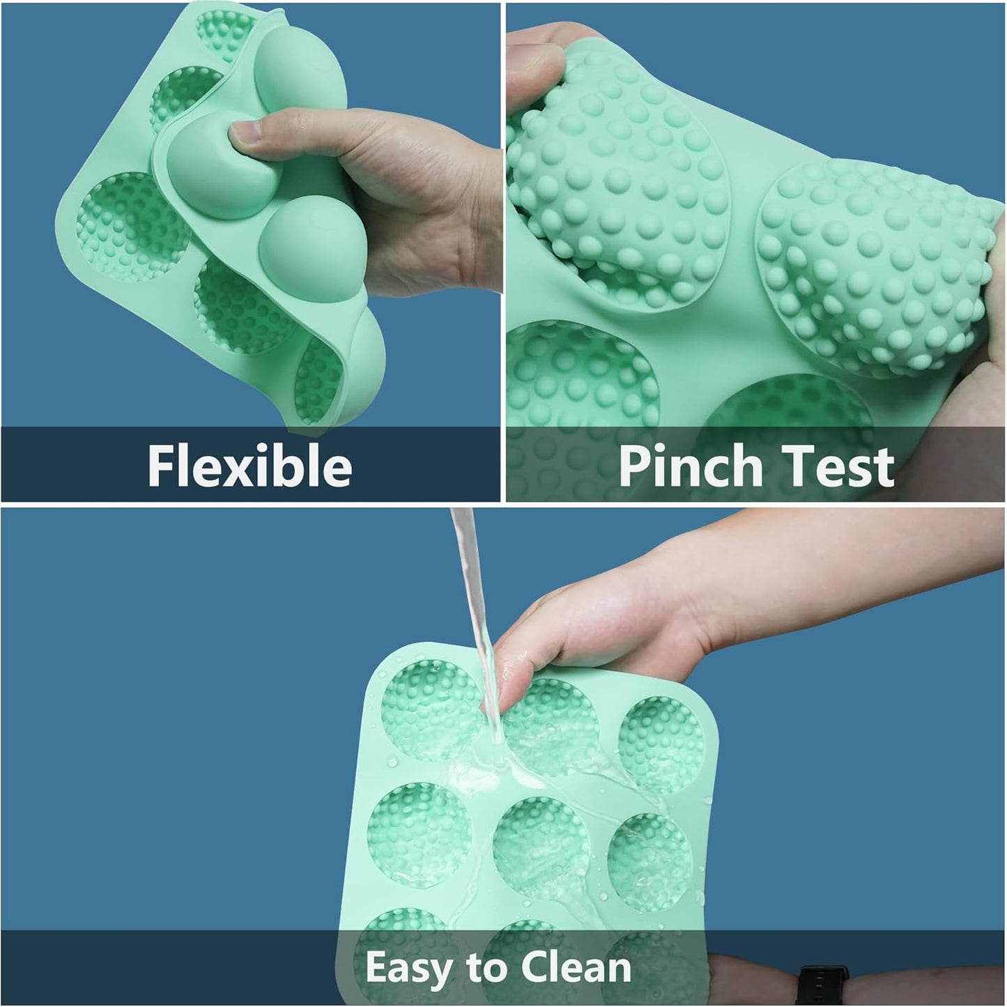 Golf Ball Chocolate Mold, Silicone Golf Ball Mold for Cake Pops, 9-Cavity 3D Golf Ball for Chocolate, Ice Cube (Golf Mold 3Pack)