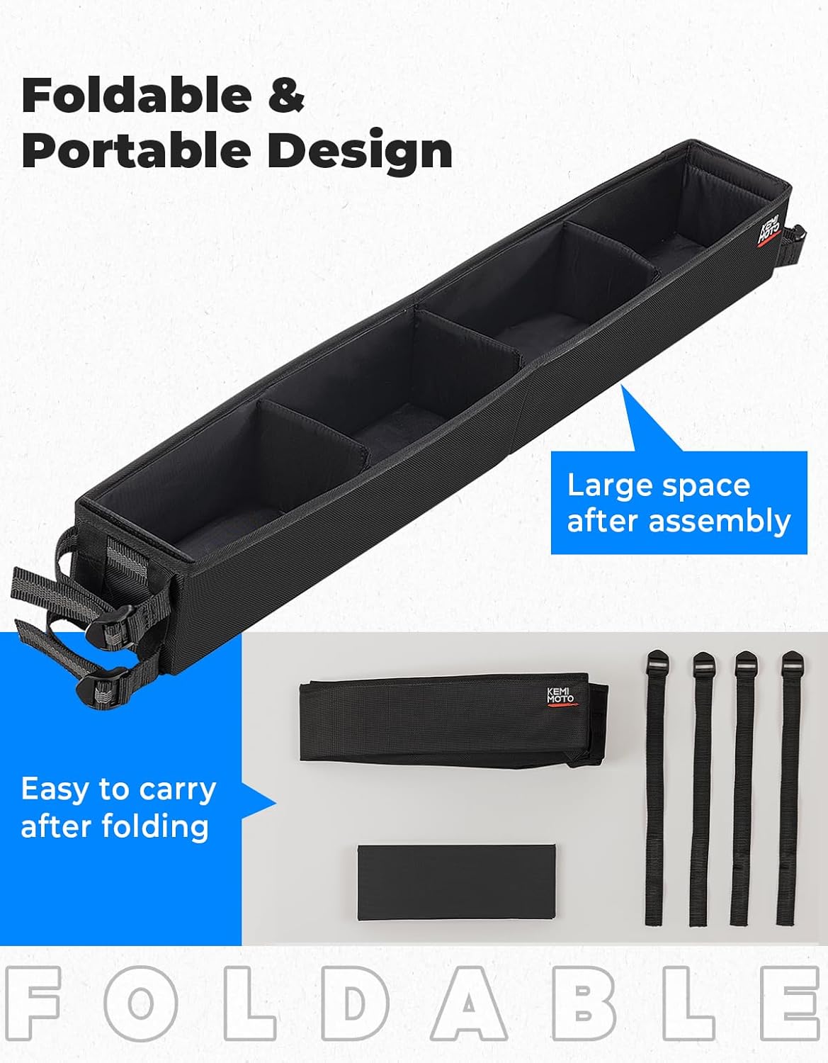 KEMIMOTO Golf Cart Inner Front Storage Basket No Drilling Golf Cart Organizer Foldable Universal Compatible with EZGO Drive Club Car Kandi Electric Golf Carts, 1680D Golf Cart Caddy Organizer, Black