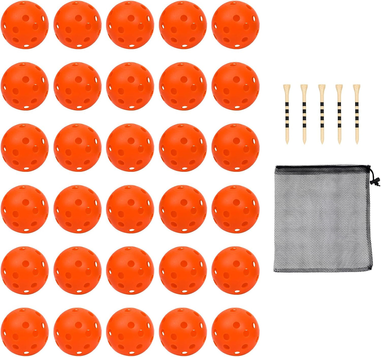 Plastic Golf Balls Practice Limited Flight Golf Training Ball Hollow Swing Practice Indoor Golf Balls with Mesh Drawstring Bag for Backyard Driving Range or Outdoor