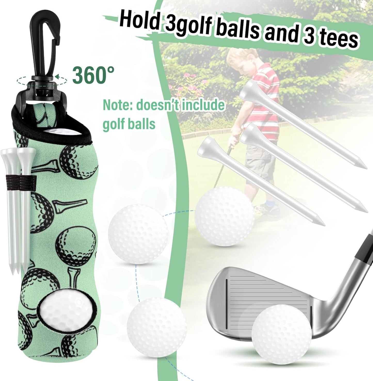 Liliful 12 Pcs Golf Accessories Kit, Include Golf Ball Bag with Hook Towel Tees Magnetic Ball Marker Divot Tool Cleaner Brush for Women Man Gifts