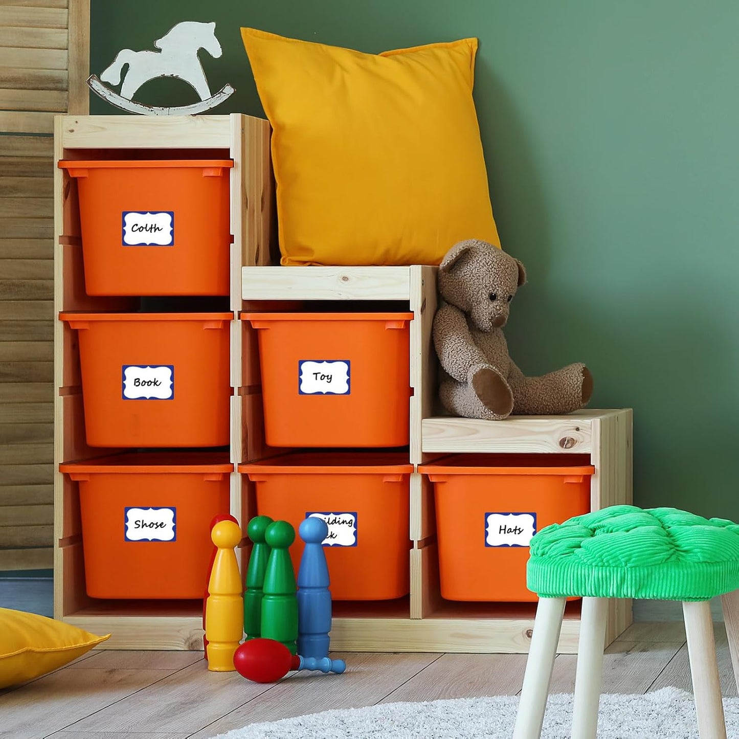 Plain Name Tags Sticker White with Blue Border 3" x 2" Sticky Name Stickers,Nametags 200 Pcs Adhesive Name Tag Labels, Stickers for Clothes,School,Office,Home,Classroom