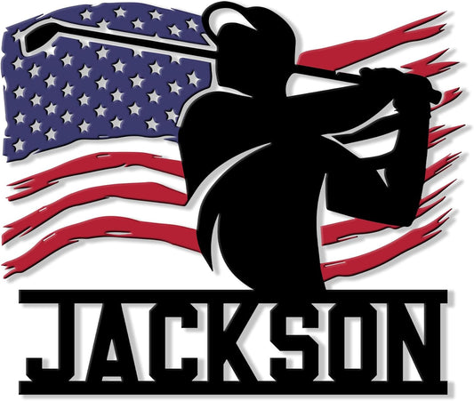 Custom Golf Metal Sign – Personalized Name Wall Decor for Porch, Yard, Clubhouse, or Room – Gift for Dad, Mom, Son, Daughter, or Coach on Birthday or Golf Celebration