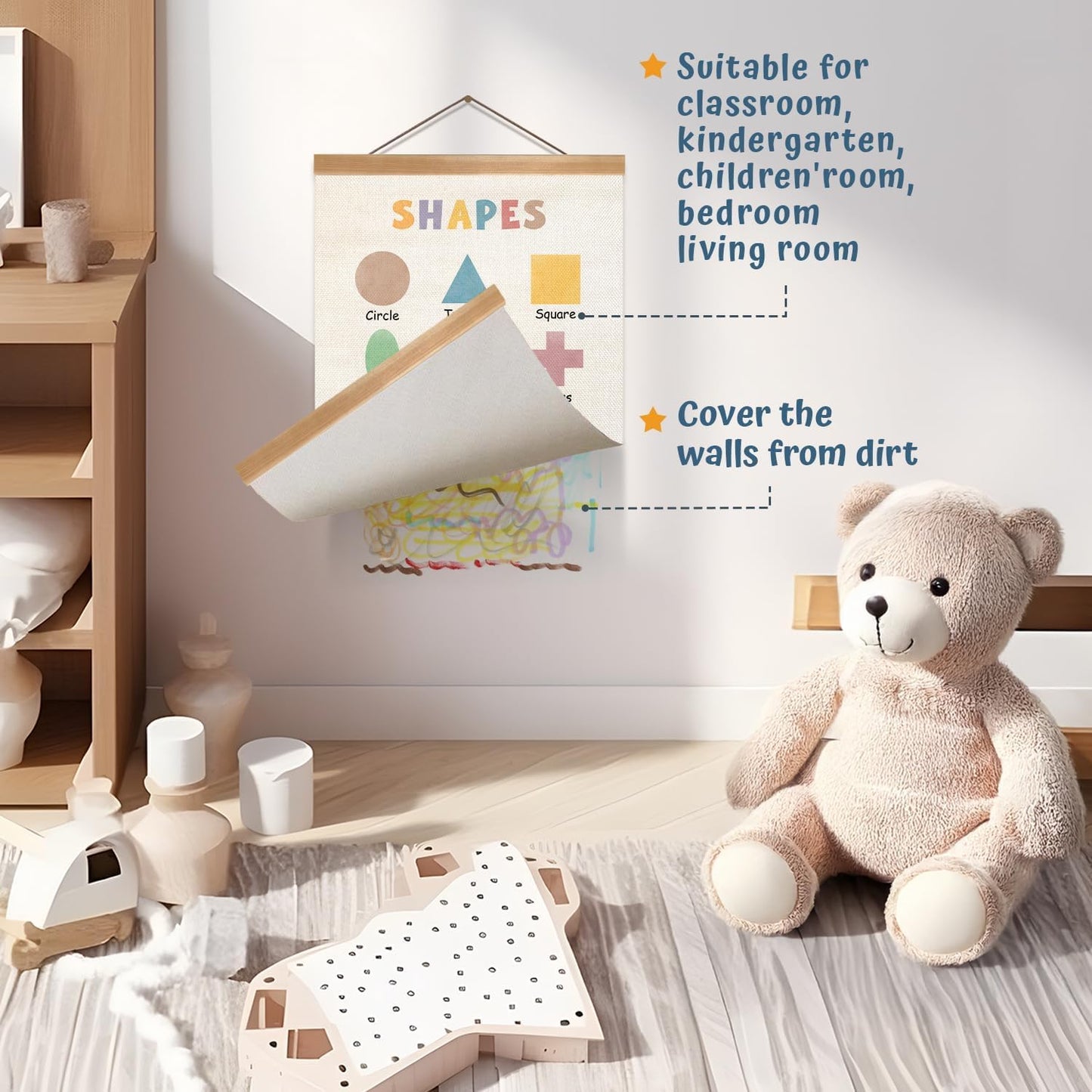 ZTGDA Numbers Shapes Poster Set of 2, Numbers Posters for Toddlers Decor, Shapes Numbers Learning Poster Wall Decor for Classroom Nursery Kids Room Playroom Preschool (12x16inch Numbers Shapes)