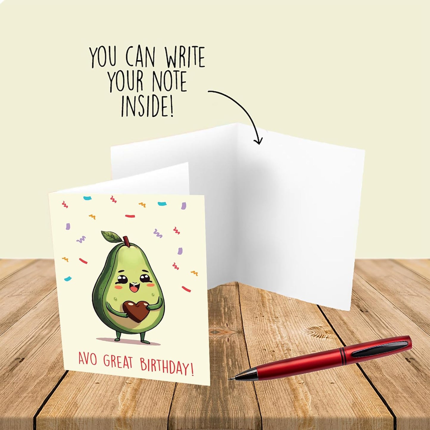 Cheerin Happy Birthday Card for Him or Her - Funny Avocado Birthday Card - Hilarious Gag Gift for Men Women Girlfriend Boyfriend Husband Wife