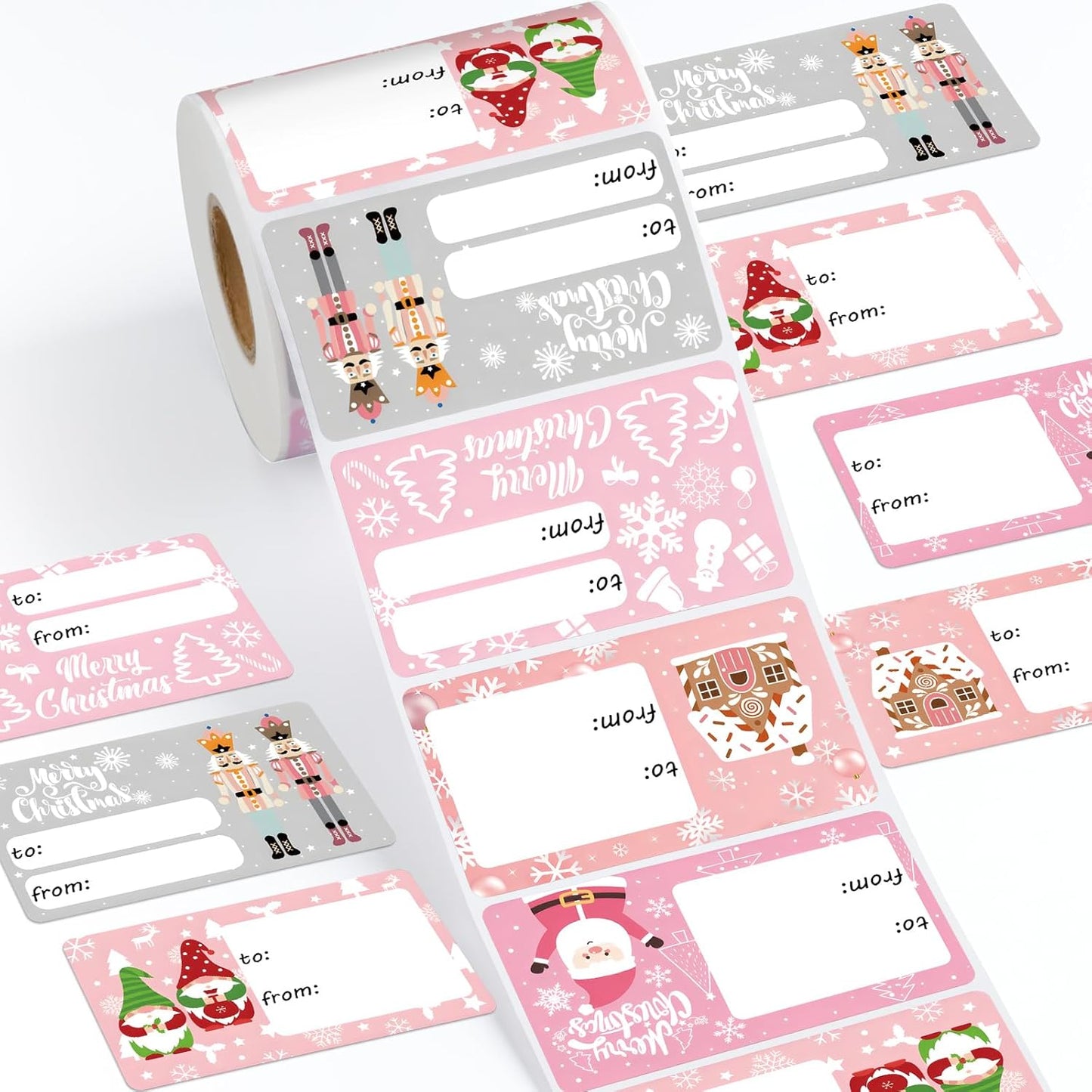 Outus 500 Pieces Christmas Tags Self Adhesive Gift Tags for Xmas Presents Christmas Name Labels Stickers for Wrapping Paper Festival Birthday Holiday Decor(Energetic Style,2.76 x 1.57 Inch)