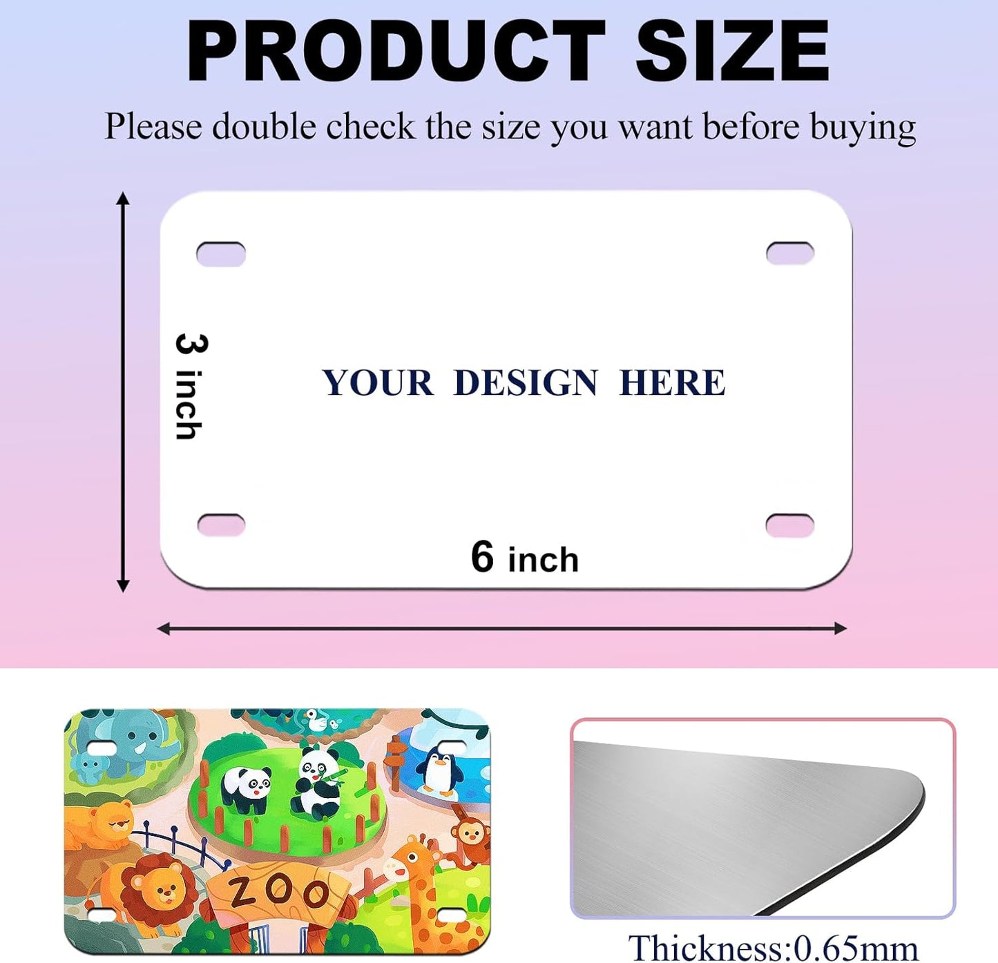 6"x3"10 Pcs Sublimation License Plate Blanks, Metal Aluminum Mini Heat Thermal Transfer Sheet DIY Picture, Custom License Plate Tag for Kids Toy Car, Bike (White)
