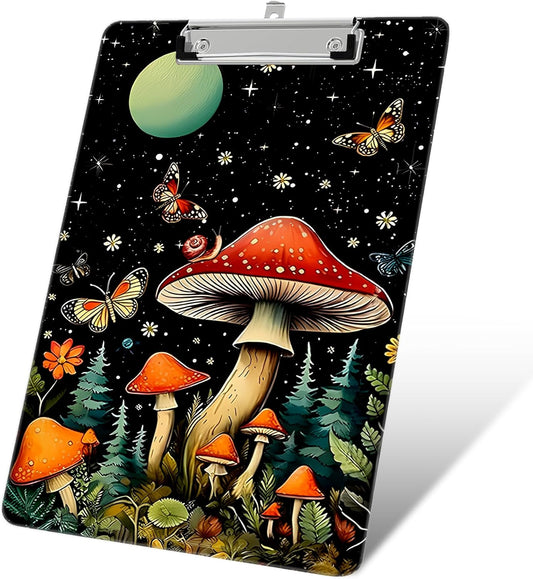 Plastic A4 Clipboards, Cute Fashion Clipboard Decorative, 12.2" x 8.7" Standard A4 Size Clipboards, Plastic Acrylic Clipboard for Teacher, Social Worker, Students,Women, Office Supplies(Mushroom)