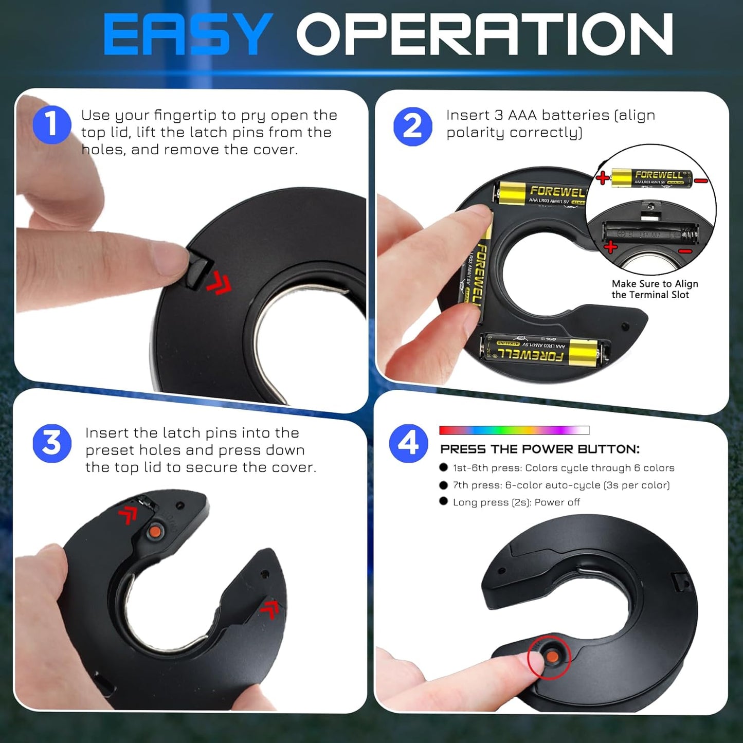 KINGTOP LED Golf Hole Light with Anti-Glare Lens - Battery Operated, Glow in The Dark Putting Cup Lights, Ideal for Night Golf, Backyard Practice Putting Green & Golf Parties