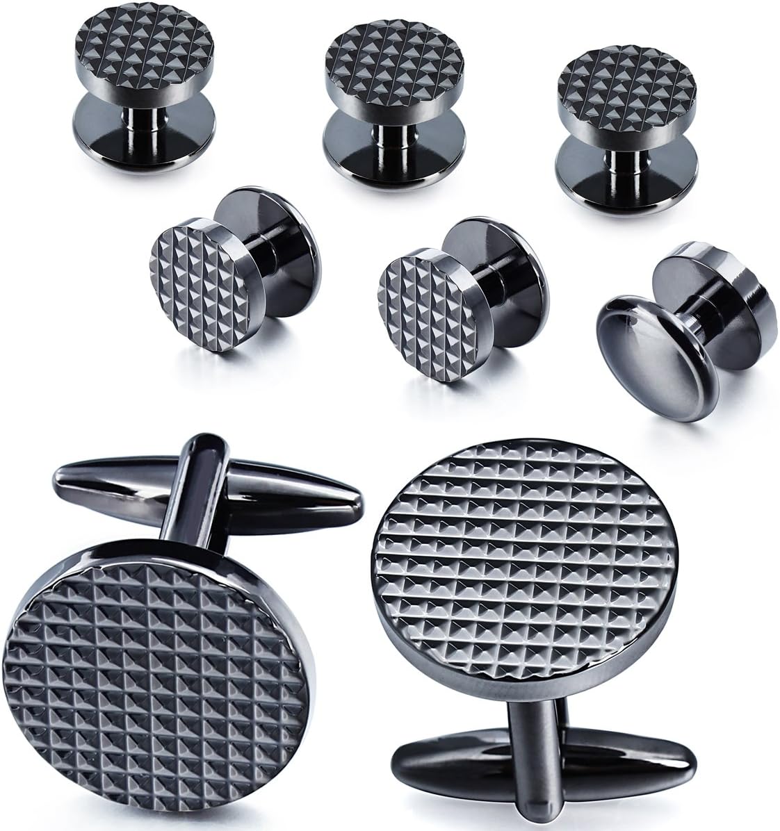 HAWSON Silver/Gold Cufflinks for Men with Tuxedo Shirt Studs,Men Accessories Jewelry with Gift Box,Gifts for Family,Best Friend on Wedding Business Birthday Anniversary