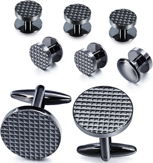 HAWSON Silver/Gold Cufflinks for Men with Tuxedo Shirt Studs,Men Accessories Jewelry with Gift Box,Gifts for Family,Best Friend on Wedding Business Birthday Anniversary