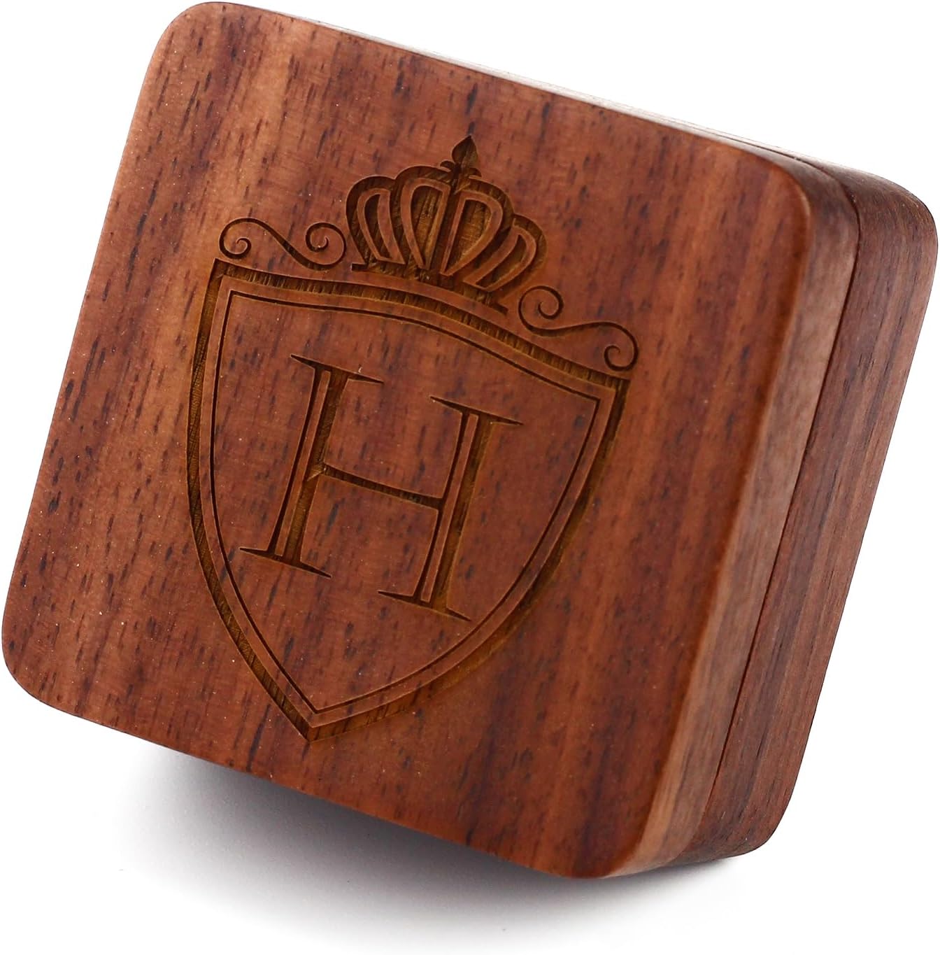 Mens Initial Silver Cufflinks A-Z Alphabet Letter Steel Cuff Links with Engraved Walnut Wood Box Groom Groomsman Wedding Set…