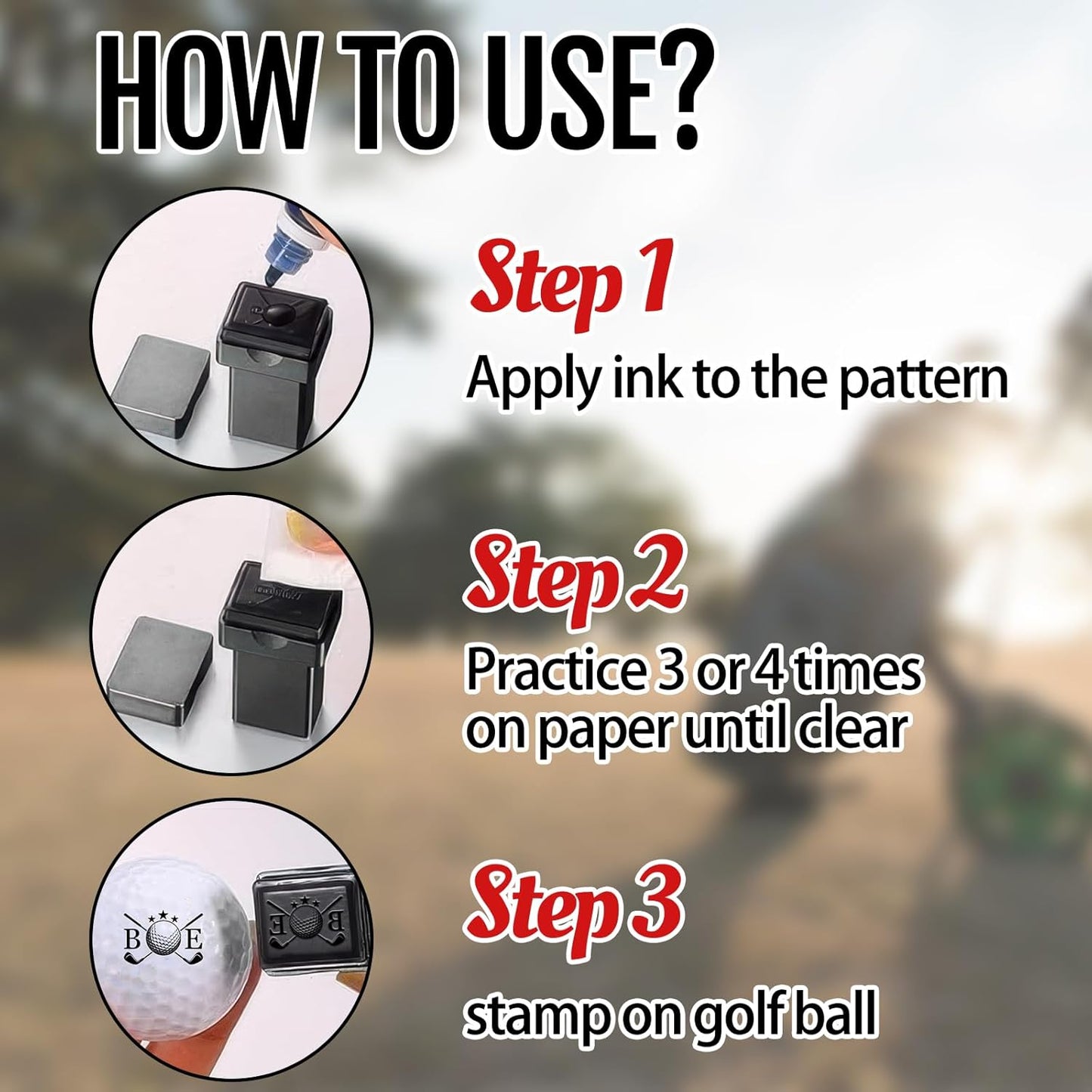 Personalized Custom Golf Ball Stamp Markers with Ink Customized Logo Monogram Name Golf Ball Stamper for Golfer Husband Boyfriend Dad Gift Reusable Your Own Golf Ball Stamps