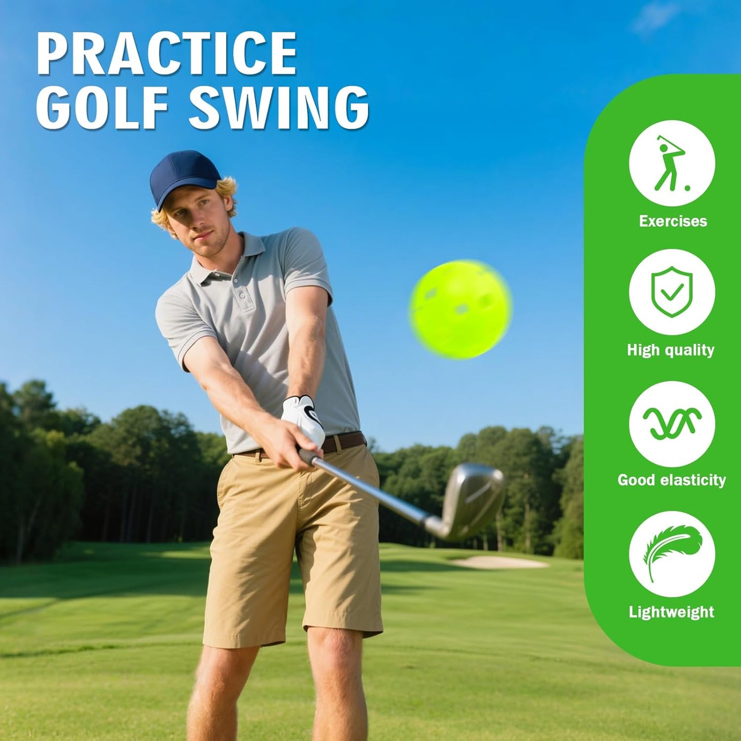 Plastic Golf Balls Practice Limited Flight Golf Training Ball Hollow Swing Practice Indoor Golf Balls with Mesh Drawstring Bag for Backyard Driving Range or Outdoor