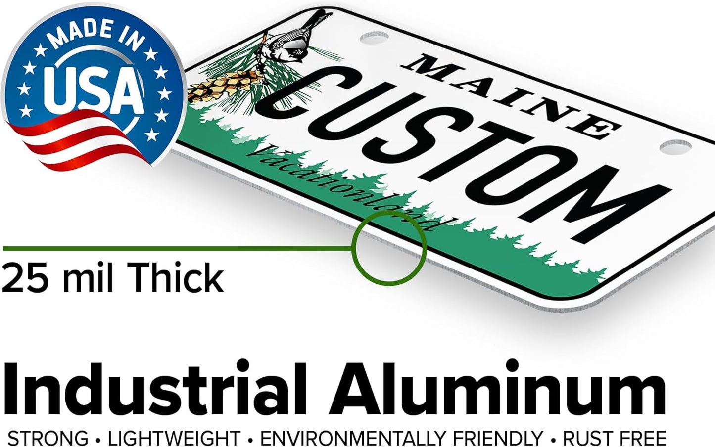 Mini License Plates, Personalized License Plates, Custom for Car, Bikes, ATV, Kids Car, Golf Cart, Jeep, 2x4 Inch, Rust-Free Fade Resistant Aluminum, USA Made by My Sign Center (Maine)