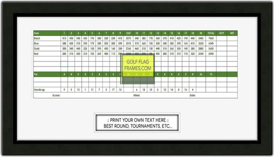Custom Size Golf Scorecard Frame; Black Wood Frame 4x12, White Mat; Scorecard and Verbiage Not Included