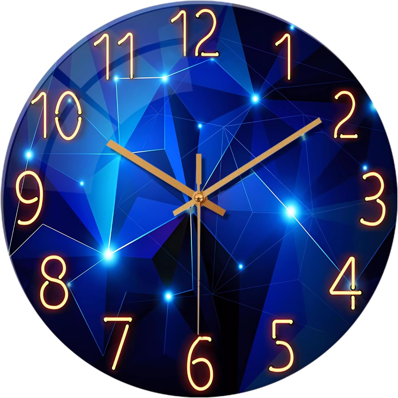 Extra Large Wall Clocks for Living Room Decor 24 Inch Glass Blue Clock Battery Operated Analog Silent Wall Clock Modern
