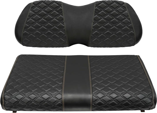 Golf Cart Seat Covers for Club Car Precedent/Onward/Tempo 2004+ Front OEM Universal Seat Cushion, Marine Grade Vinyl Leather Club Car Seat Covers/Easy to Install-Black (2PCS)