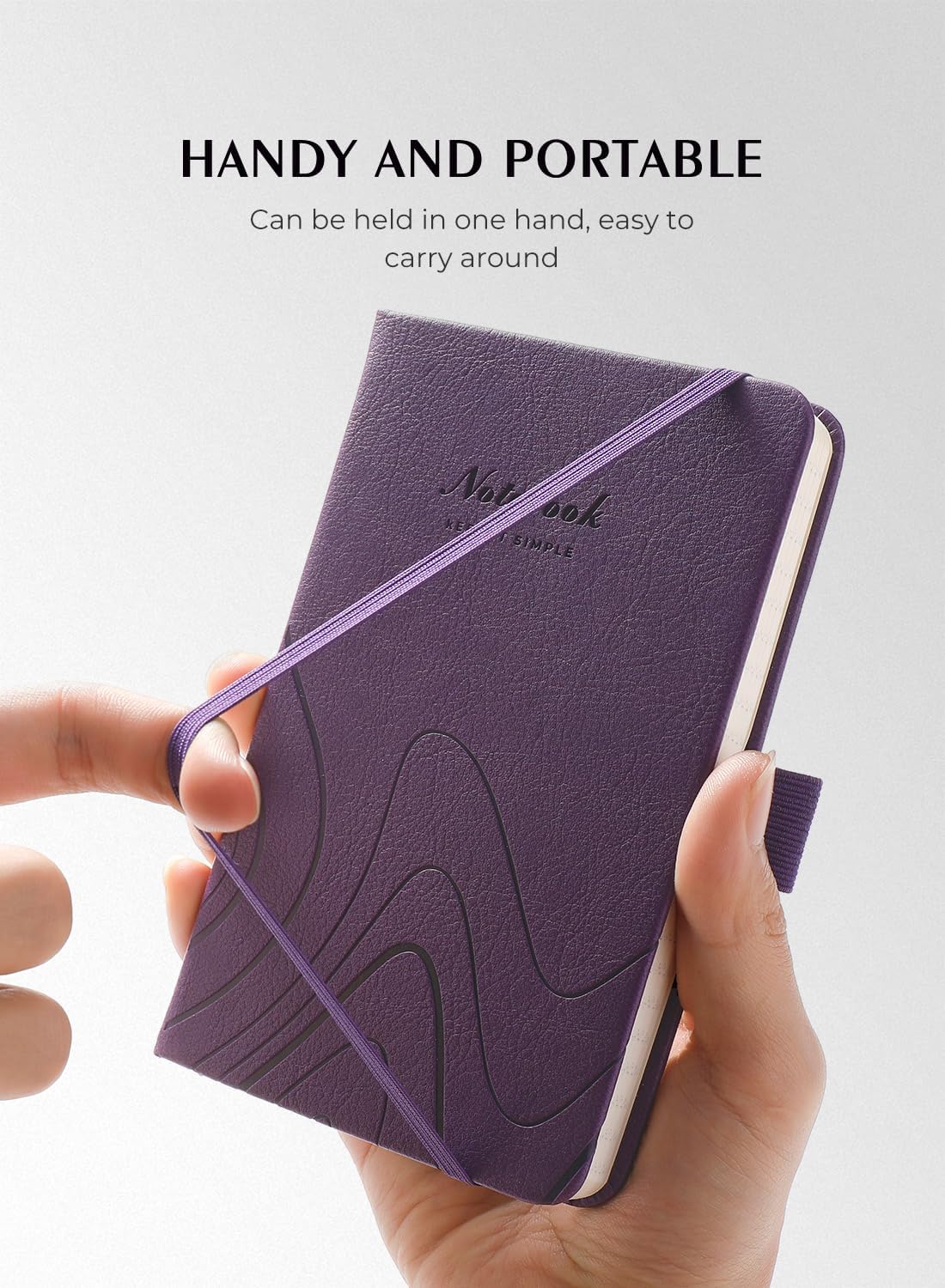 AISBUGUR Pocket Notebook, Small Notebook, 2-Pack Total 320 Pages,3.7" x 5.7" Pocket Notebook (2 Pack, Purple)