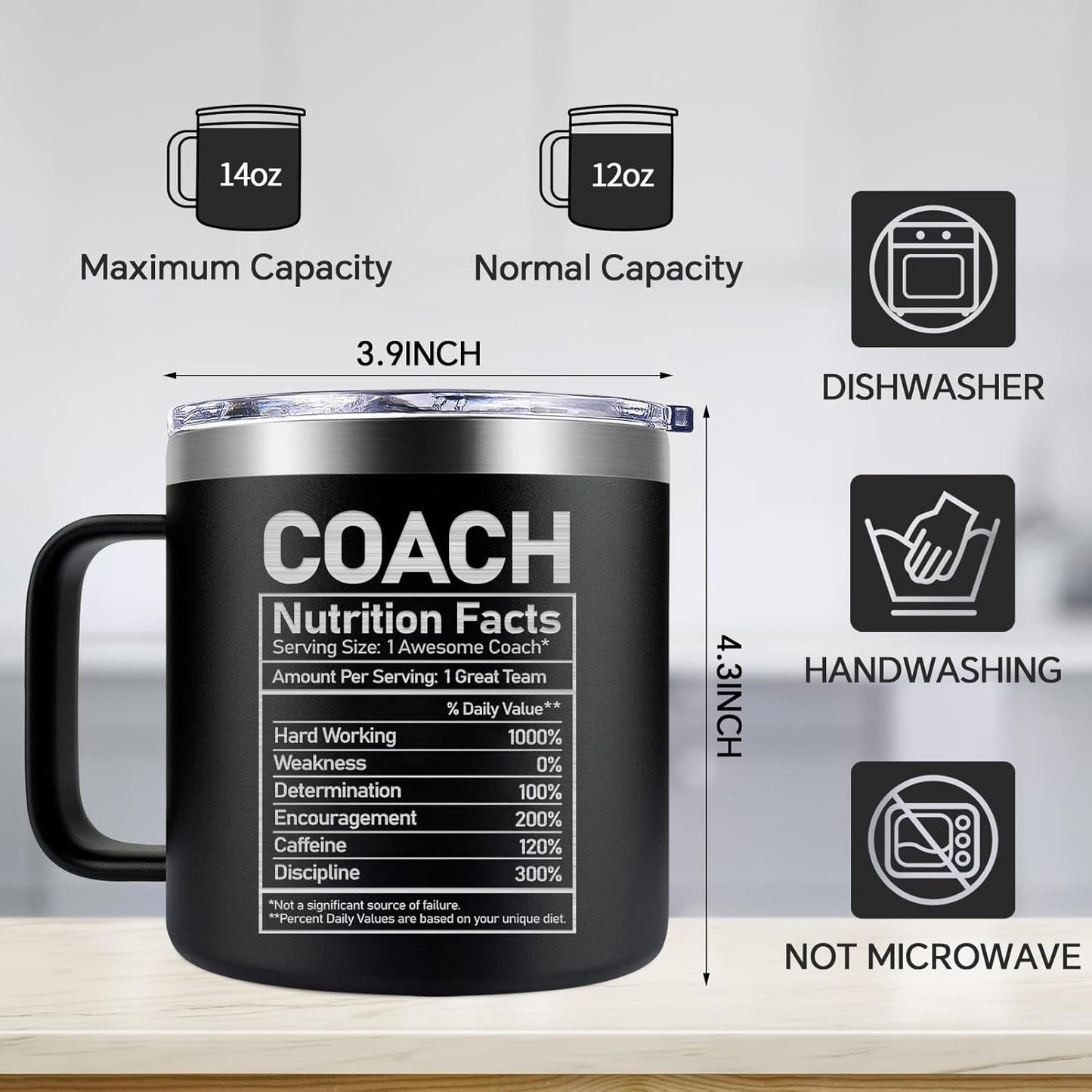 Fufendio Coach Gifts for Men - Best Coach Ever Mug 14oz - Football, Basketball, Baseball Coaches Appreciation Gifts - Christmas Gift for Soccer, Volleyball, Softball
