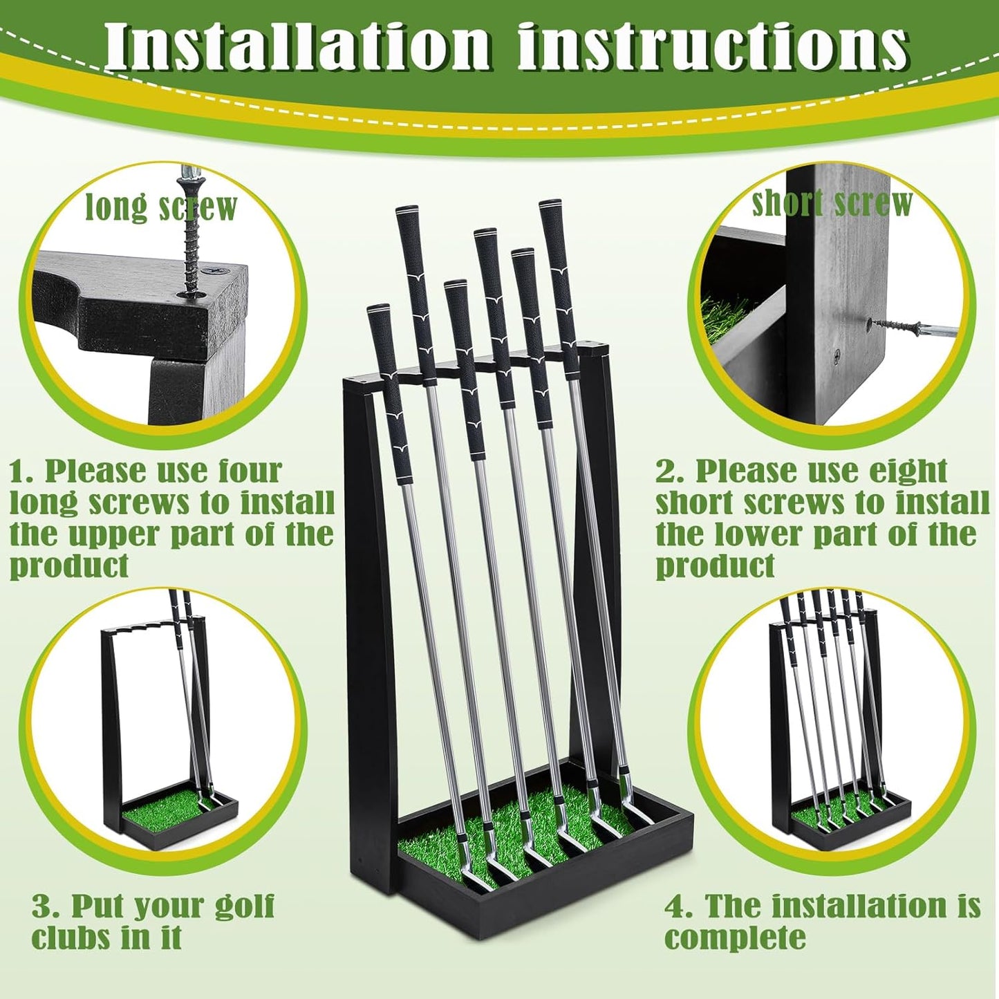 Lenwen Wooden Golf Putter Stand Golf Club Holder Stand Wooden Display Rack Floor Display Rack Club Organizer for Storage Sports Indoor Home Office Simulator Garage