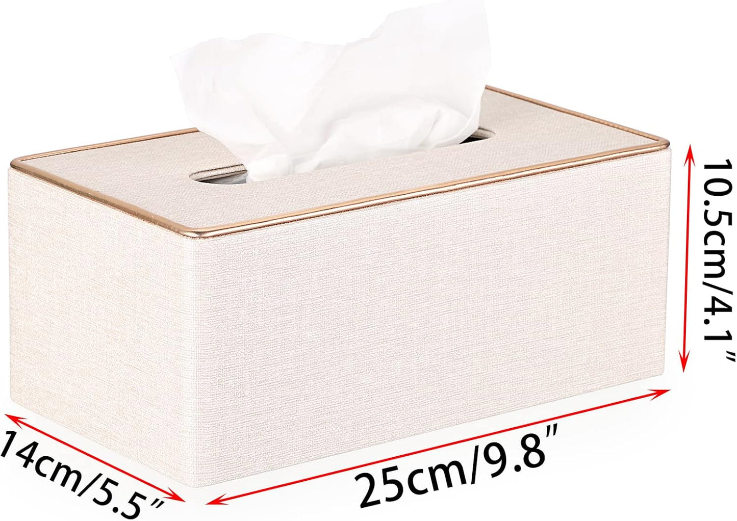 Sumnacon Rectangular Linen Tissue Box Cover - Stylish Tissue Box Holder with Magnetic Bottom, Decorative Tissue Box for Bathroom Toilet Vanity Night Stand Table Countertop Office, Beige Linen Texture