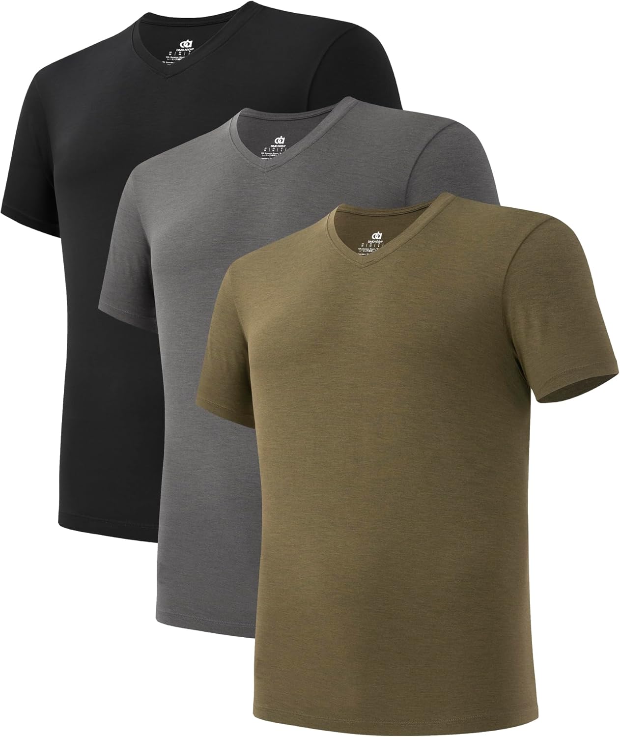 DAVID ARCHY Men's Undershirt Bamboo Rayon Moisture-Wicking V-Neck T-Shirts Stretch Tees for Men, 3 or 5 Pack