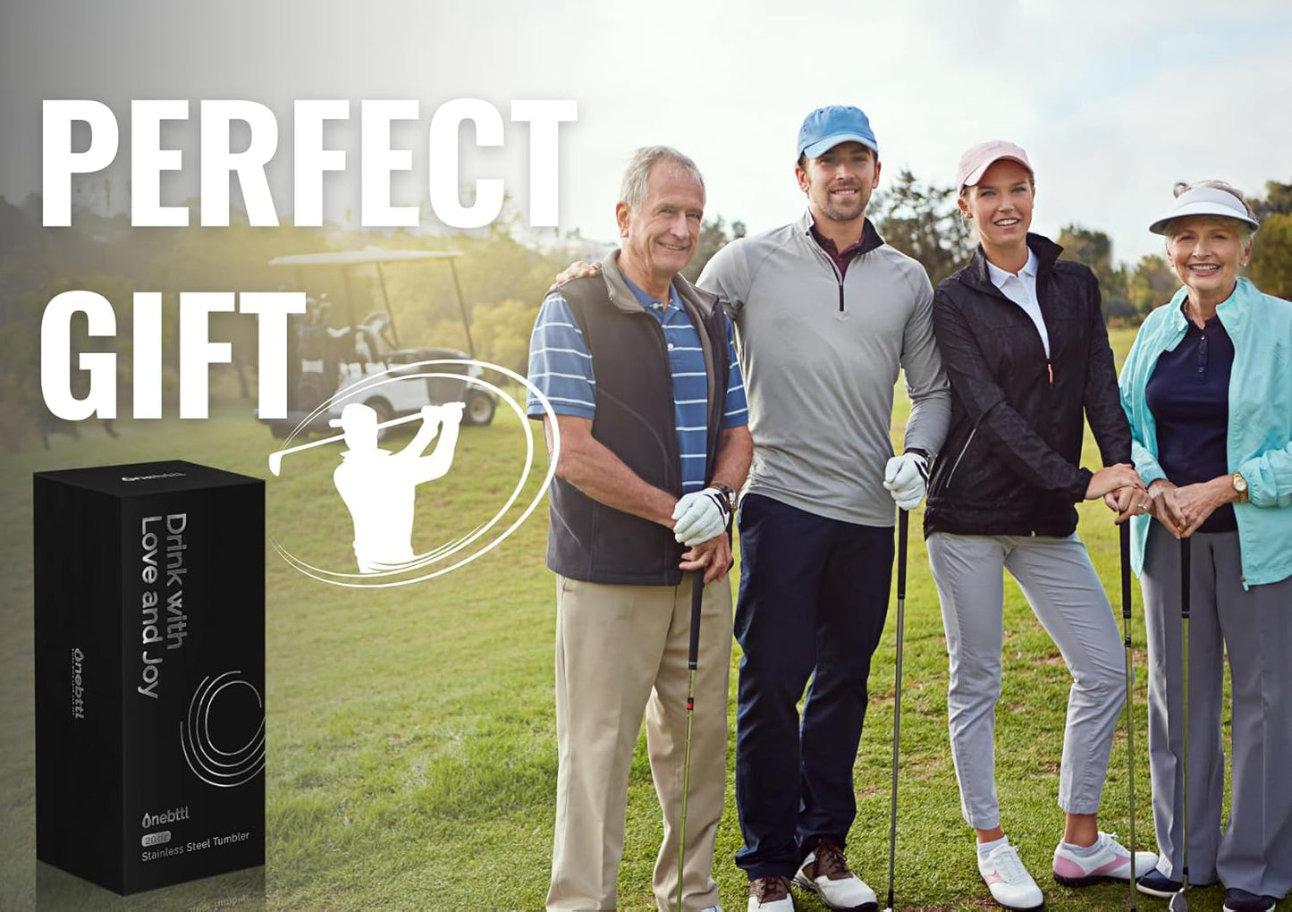 Onebttl Golf Gifts for Men, Funny Golf Gifts for Men 20oz Tumbler, Golf Dad Gifts, Fathers Day Golf Gifts, Birthday Gifts, Gifts for Golf Lovers - Black - Repeat