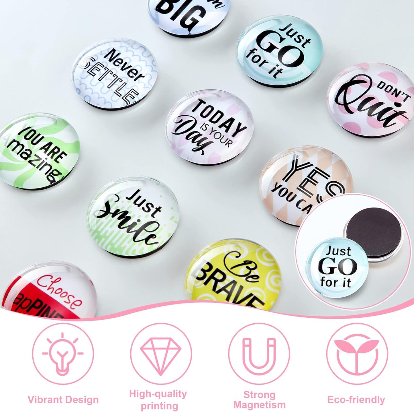 Weewooday 10 Pcs Inspirational Magnets for Refrigerator Fridge Decor Accessories Motivational Glass Quote Fun Magnet for Cabinet Kitchen Whiteboard Office (Encouragement Pattern)