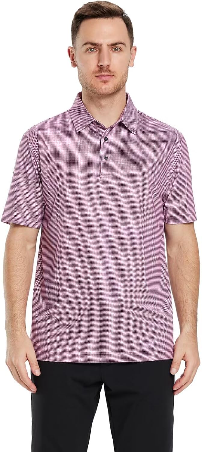 Golf Shirts for Men Dry Fit Short Sleeve Print Performance Moisture Wicking Polo Shirt